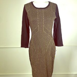 Sandra Darren Long Sleeve Metallic Sweater Dress